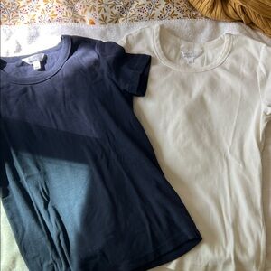 Market & Spruce Navy & White Short Sleeve Ribbed Crew Tees - 2 Pack